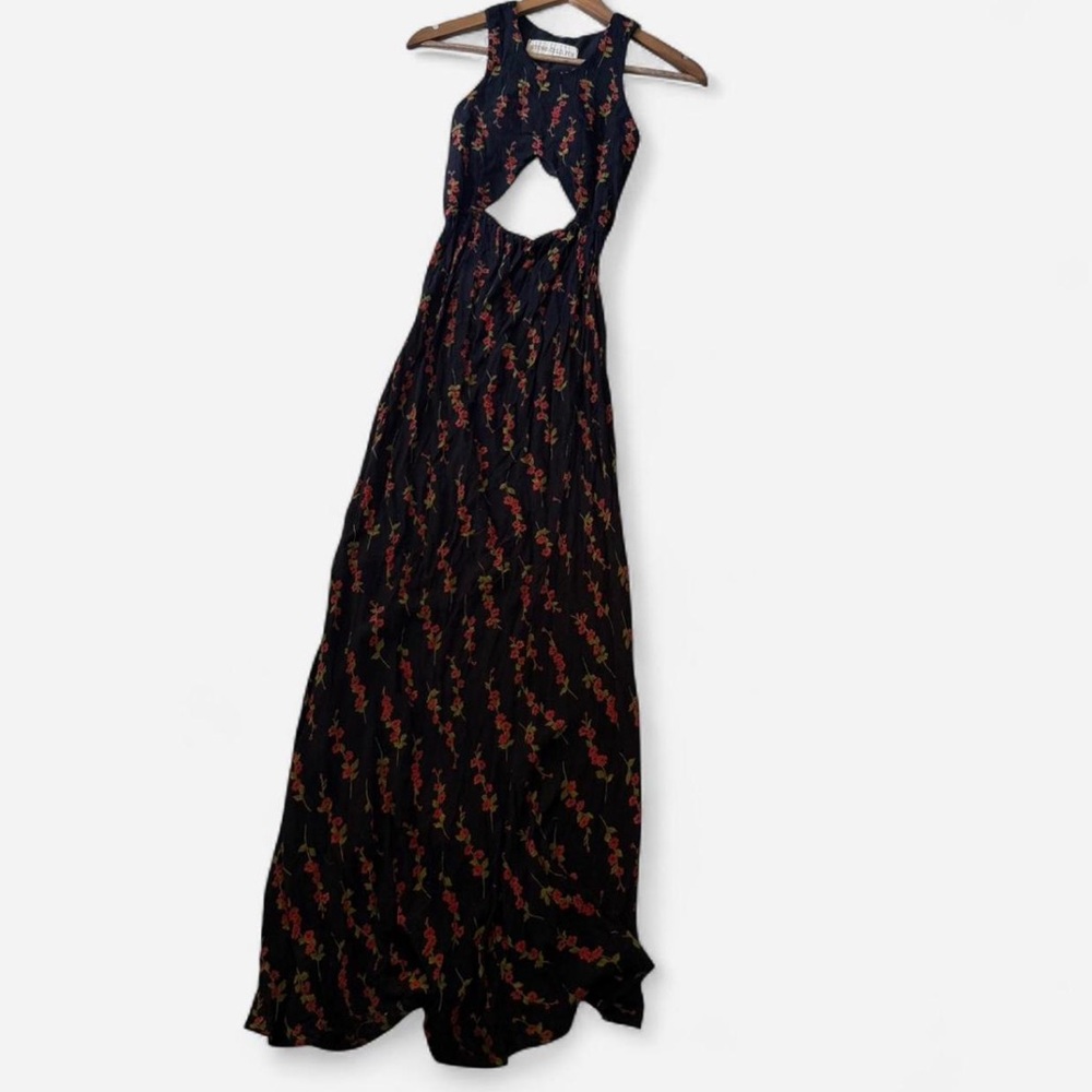 Stone Cold Fox Black Floral Backless Dress